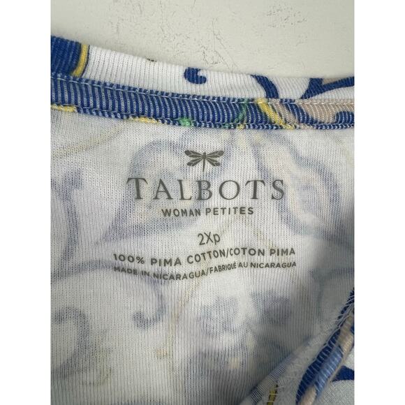 Talbots 100% Pima Cotton 3/4 Sleeve Paisley Blouse 2X Petite - Picture 4 of 5